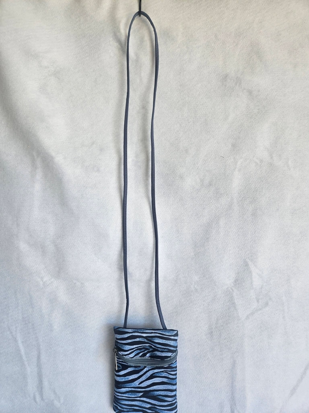 Crossbody Phone Pouch Bag in Blue Zebra Print